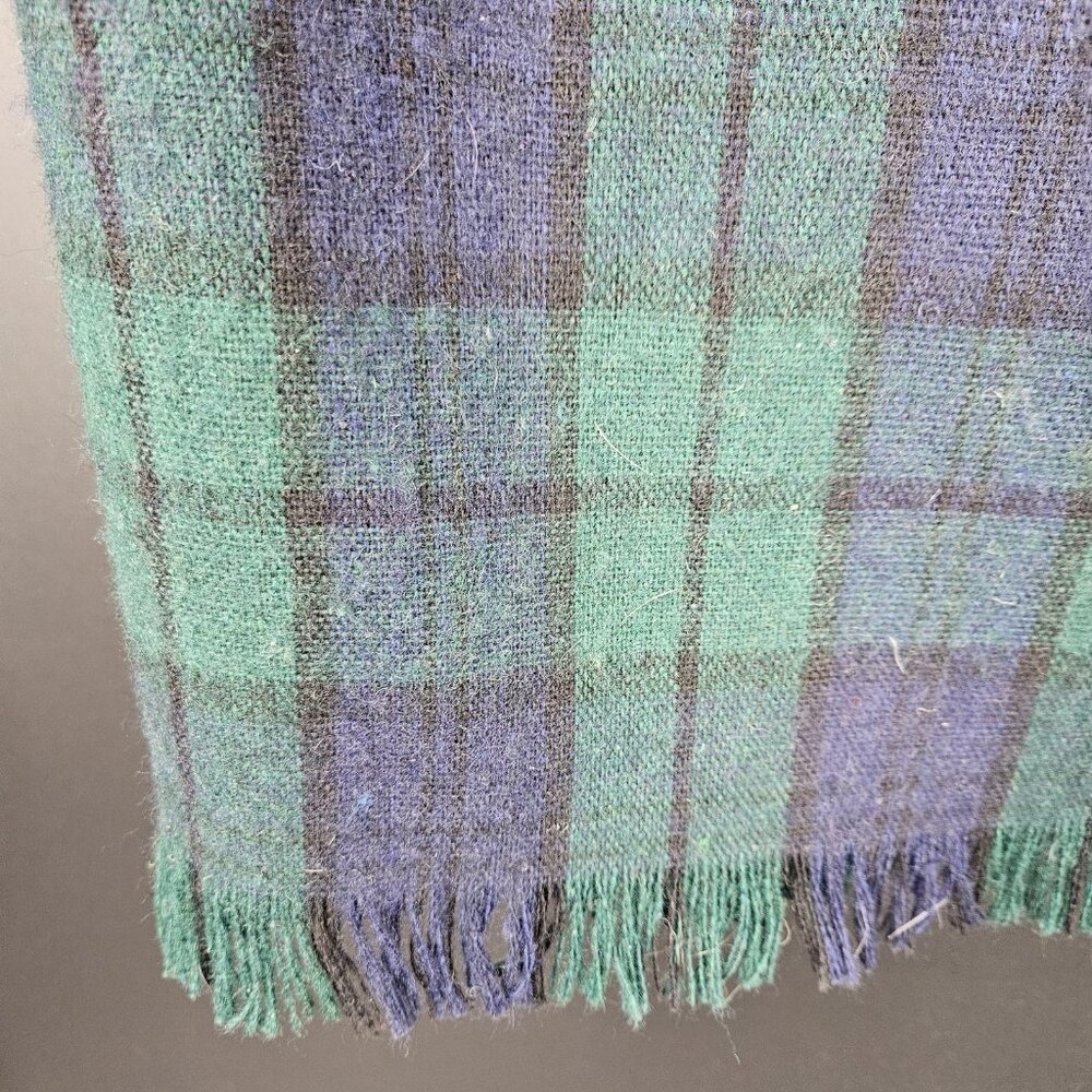 Vintage Parsons Place Wrap Skirt 16 Green Plaid Long Maxi Fringe Button A-Line - Picture 6 of 8